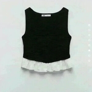 Zara Black and White Sleeveless Top